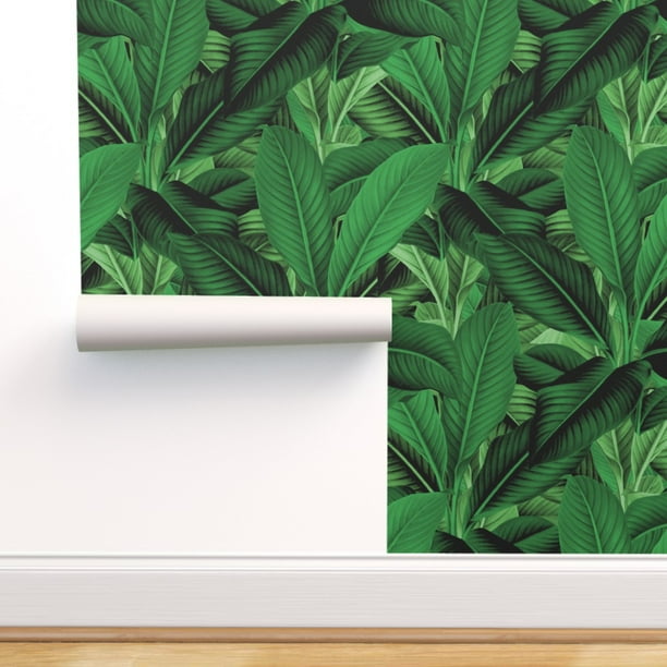 Tropical removable wallpaper Floral Watercolor leaves Summer Island home decor Tropical removable wallpaper Floral Watercolor leaves Summer Island home decor